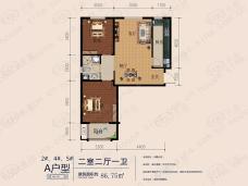 御水康城2室2厅1卫户型图