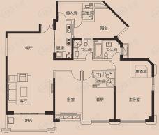 天峰169㎡3+1房两厅三卫（A2户型）户型图