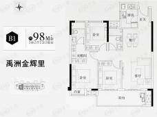 禹洲金辉里98平米户型图