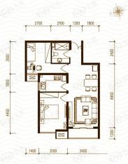 富民河畔家园2室2厅1卫户型图