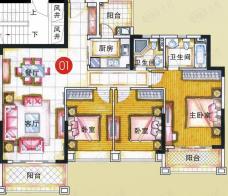 锦绣新天地3室2厅2卫户型图