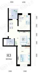 馨丽康城H3户型 二室二厅一卫户型图