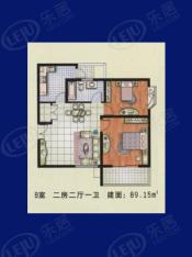 馨虹苑房型: 二房;  面积段: 105 －105 平方米;户型图