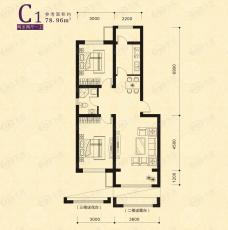 儒林庭枫多层C1户型 两室两厅一卫户型图