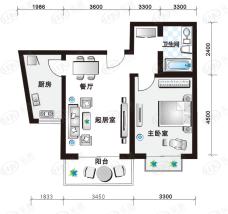 文昌嘉园1号楼1门一室一厅一卫户型图