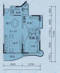 广晟海韵兰庭2室2厅1卫户型图