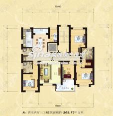 香江东湖印象4室2厅3卫户型图