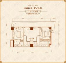 君尚金座105方户上层平面图户型图