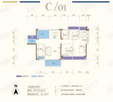 方略城市广场C01 三房两厅两卫户型图