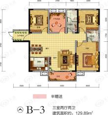 万里时代广场3室2厅2卫户型图