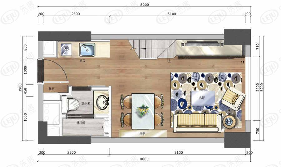 中洲公馆一居室户型曝光 均价约21000元/㎡