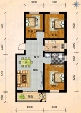 天津未来城3室2厅1卫户型图