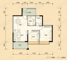 蓝海尚城2室2厅1卫户型图