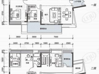 珠江东岸C2户型位于5栋5室3厅4卫户型图