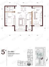 柏悦星城5#2单元4门一室一厅一卫使用面积66.62平米户型图