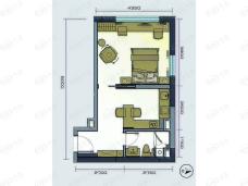 时代星城A座、B座A户型 一室一厅一卫 49平米户型图