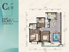 旭辉江山墅C1户型户型图