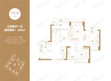 名居广场-伍號公寓3室2厅1卫户型图