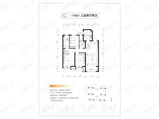 通建融创城3室2厅2卫户型图