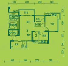 碧桂园城市花园（广州）3室2厅1卫户型图