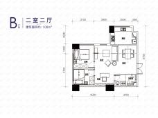 鲁能星城外滩2室2厅1卫户型图