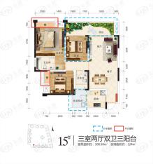 江岸国际3室2厅2卫户型图