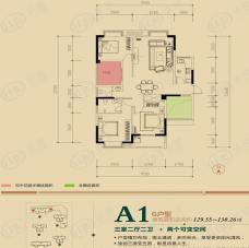 益阳山水华庭3室2厅2卫户型图