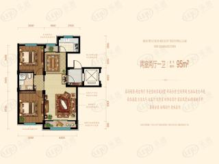 汇龙·玖玺首府95平米两室两厅一卫户型图