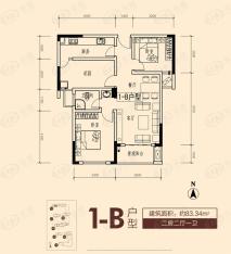 湘府邻伴1-B两房两厅一卫户型图