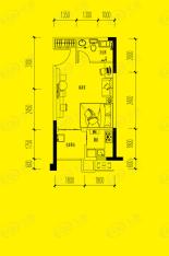 国际家纺城C7幢标准层一室一厅一卫24.26平米户型图
