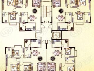 龙光·玖龙湾D2幛 01~03房号三房两厅  04房号两房两厅户型图