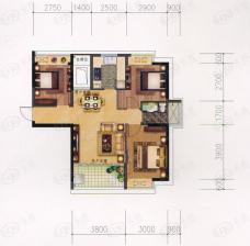 都市新语3#01/04单元：建筑面积约86-89㎡ 3房2厅1卫户型图