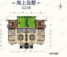 碧桂园滨海城海上岛墅G238 两室一厅两卫124.07平方米户型图