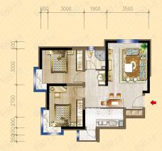 明发锦绣华城2室2厅1卫户型图