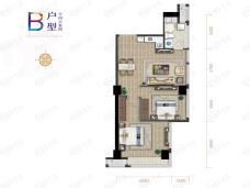 开元广场铂雅公馆2室2厅1卫户型图