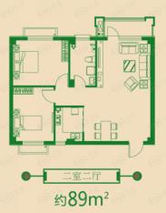 溪铖水岸89平米两室两厅户型图户型图