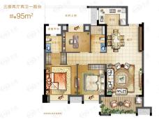 沙县世茂璀璨新城3室2厅2卫户型图