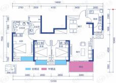 帝一广场2栋A1型标准层户型图