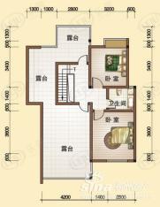 帝景湾M2’（上层）型：3房2厅2卫户型图