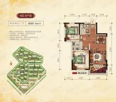 澳海西湖印象B区户型 b-01 二室二厅一卫户型图