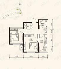 鼎力叶知林2室1厅1卫户型图