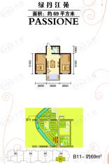 绿丹江苑2室1厅1卫户型图