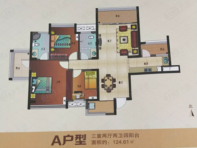 恒福名苑三居室户型推荐 户型面积85.25~129.16㎡