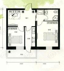 白塔茗居二室一厅一卫户型图