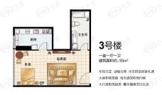 海益国际纽约公寓3号楼 1室1厅1卫户型图