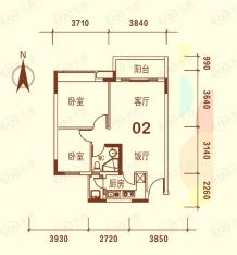 卡布奇诺2室2厅1卫户型图