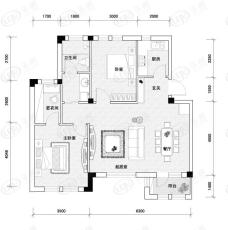 远洋假日养生庄园B-1A洋房 二室二厅一卫户型图