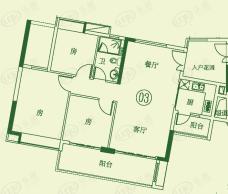 广州富力泉天下3室2厅1卫户型图