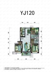 碧桂园锦熙府3室2厅2卫户型图