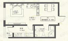 东都公元H3户型1室1卫使用面积31.46平米户型图